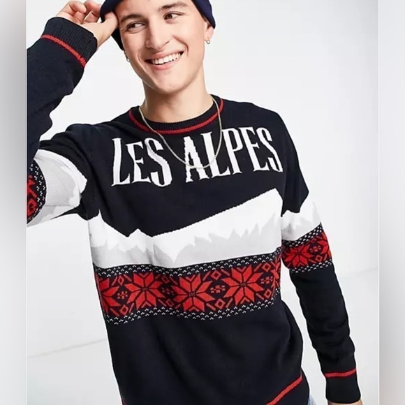 ASOS Other - ASOS Threadbare Les Alpes crew neck christmas sweater in navy